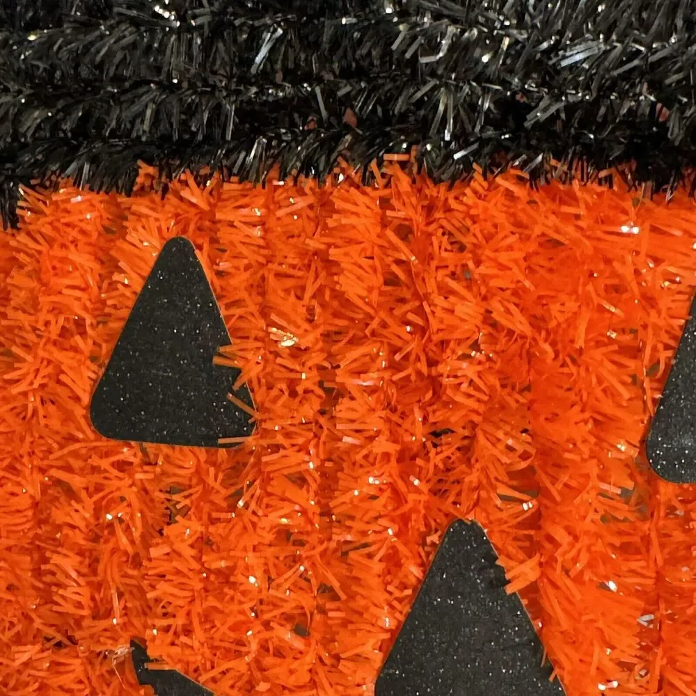 Pumpkin Tinsel Head Witch Wall Hanging Halloween Decoration 9